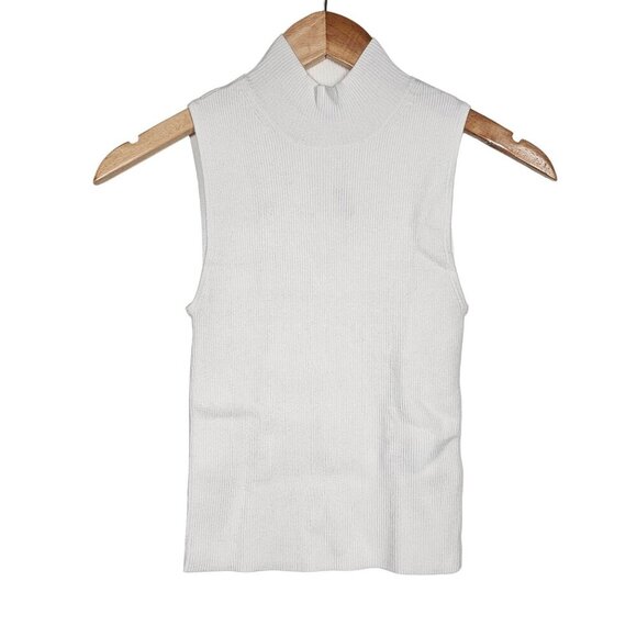 Madewell The Signature Knit Mockneck Sweater Tank Top NM587 White Women XXS‎ NWT - Picture 4 of 15